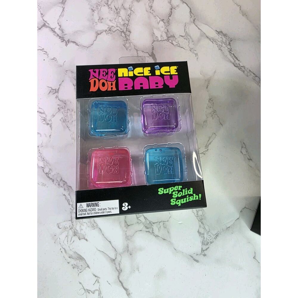 NeeDoh Nice Ice Baby 4 pack, Set of Four Nee Doh Mini Nice Cube Pink Blue Purple